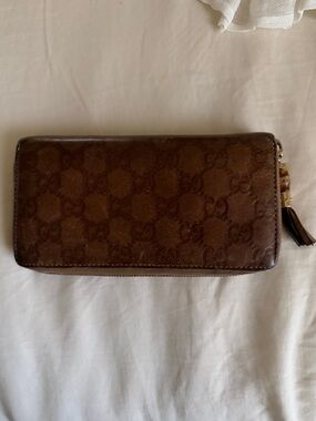 Gucci Brown Monogram Zip-Around Wallet